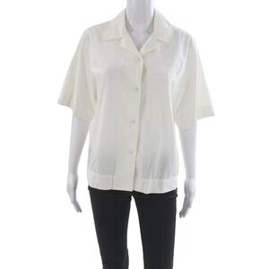 COS Womens Basic Cotton Collared Short Sleeve Button-Up White Size S